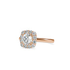 SKU: 0148 (10K) Double-Prong Round Halo Engagment Ring in Rose Gold.