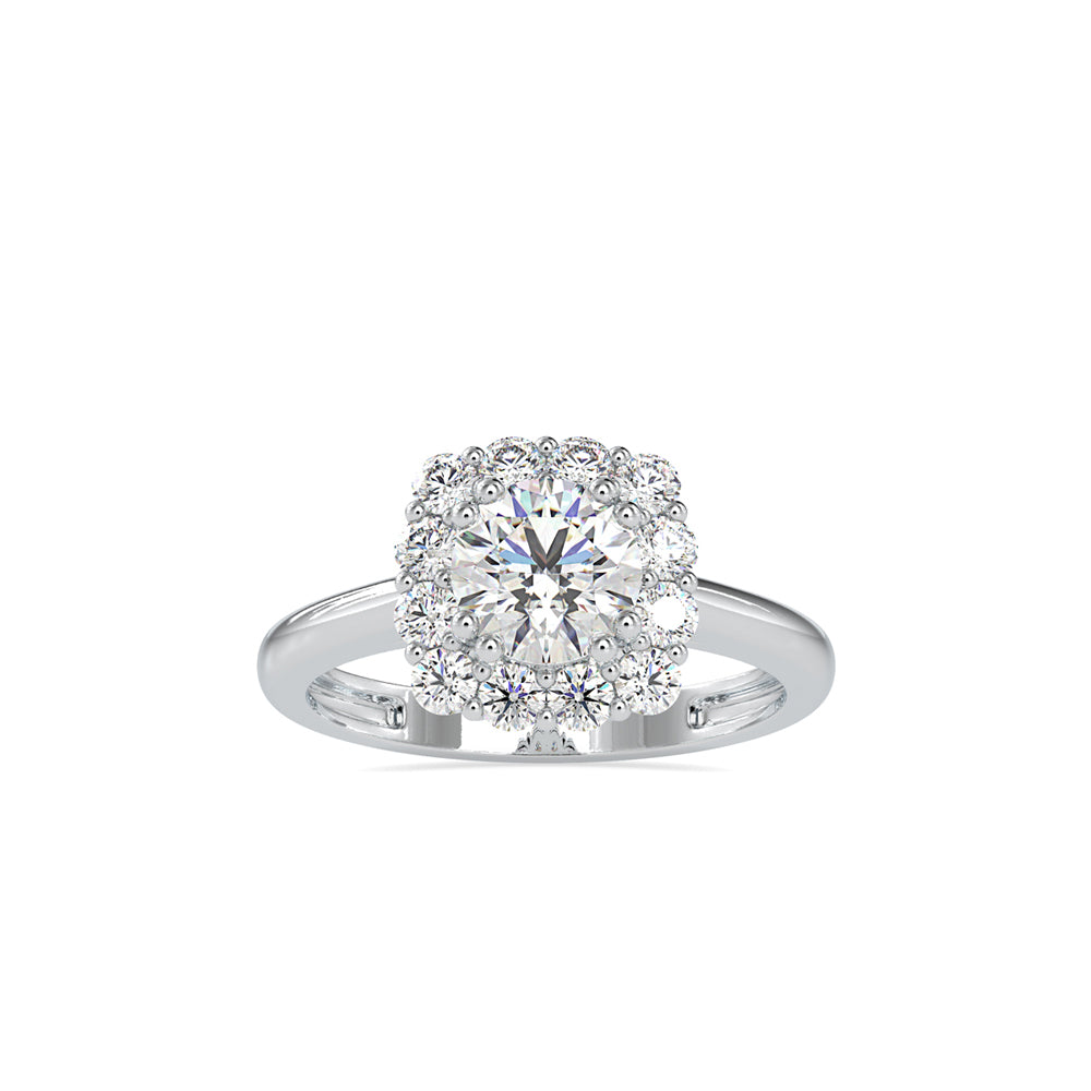 SKU: 0148 (18K) Double-Prong Round Halo Engagment Ring in Rose Gold.