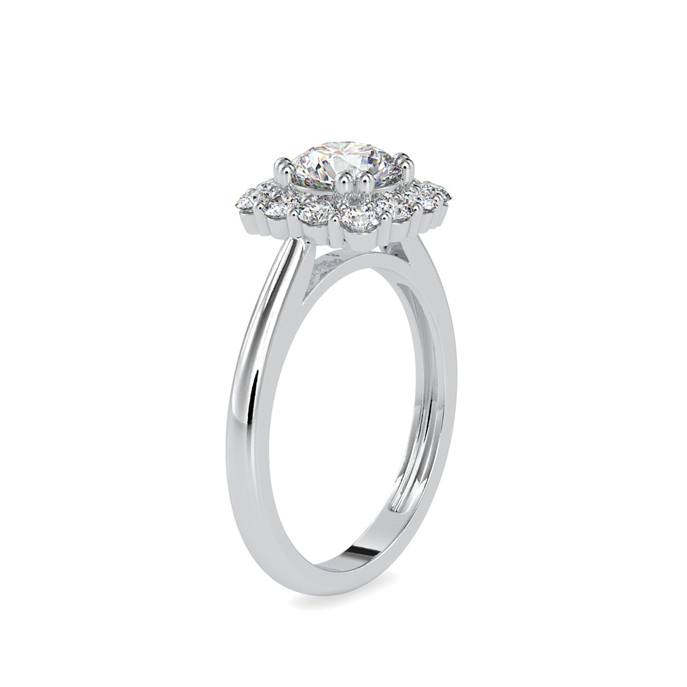 SKU: 0148 (14K) Double-Prong Round Halo Engagment Ring in Rose Gold.