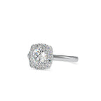 SKU: 0148 (18K) Double-Prong Round Halo Engagment Ring in Rose Gold.