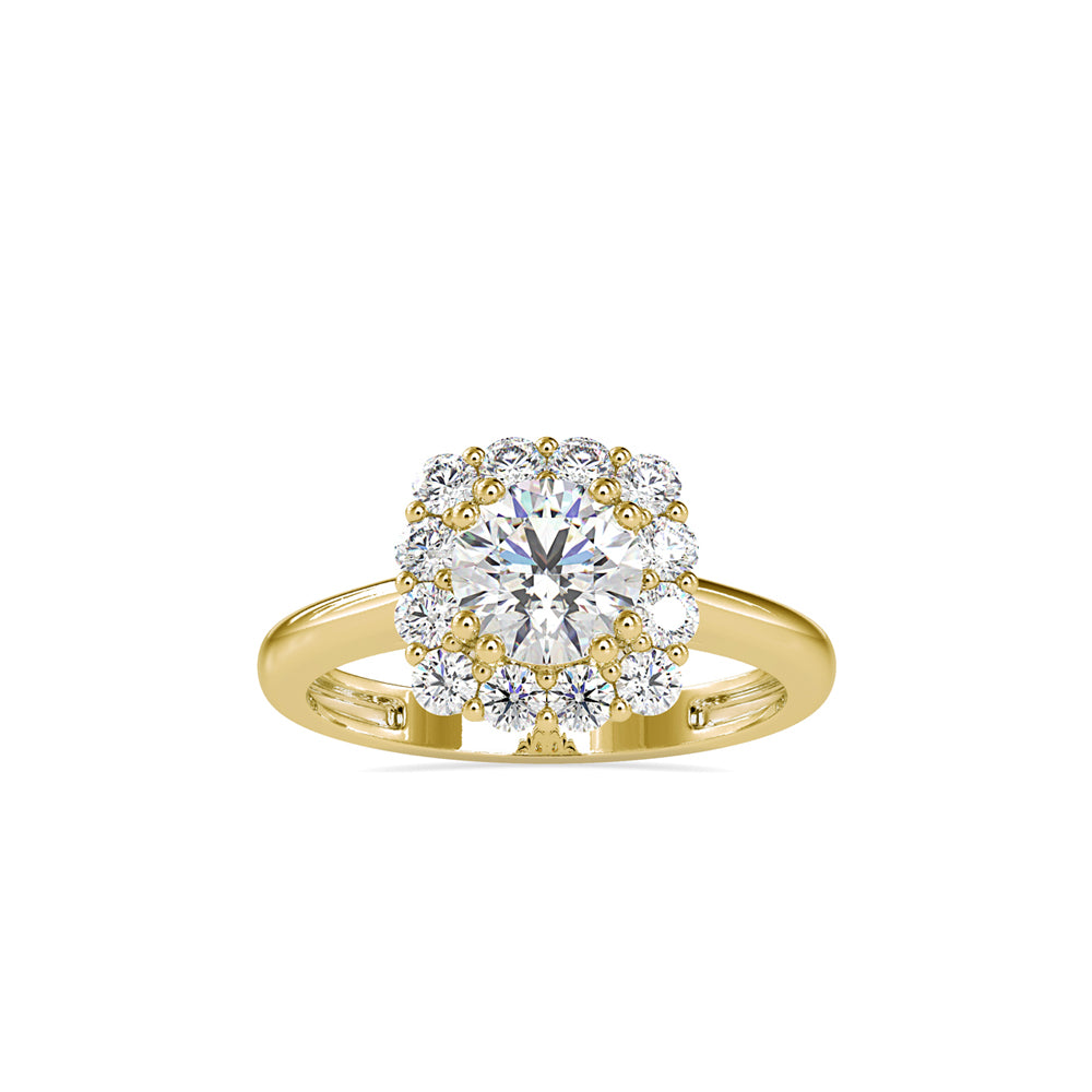 SKU: 0148 (10K) Double-Prong Round Halo Engagment Ring in Rose Gold.