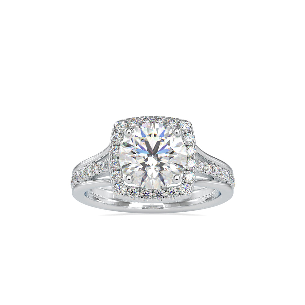 SKU: 0149 (22K) Split Shank Round Halo Engagment Ring in Rose Gold.