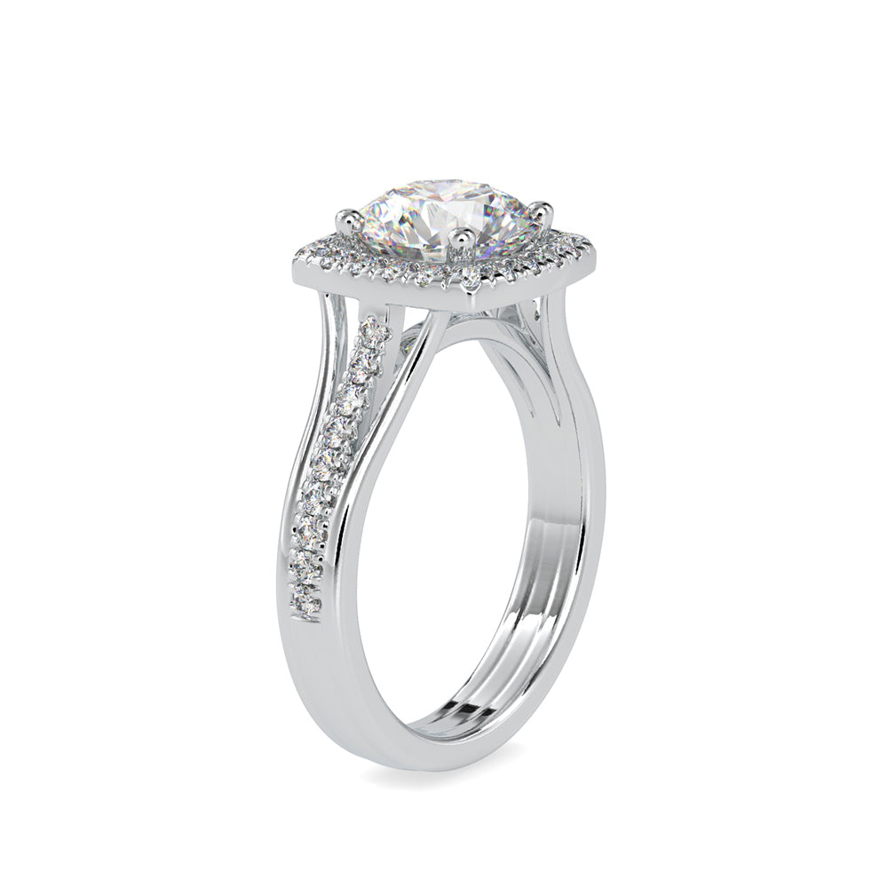 SKU: 0149 (10K) Split Shank Round Halo Engagment Ring in Rose Gold.