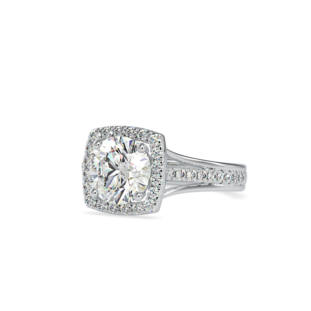 SKU: 0149 (14K) Split Shank Round Halo Engagment Ring in Rose Gold.