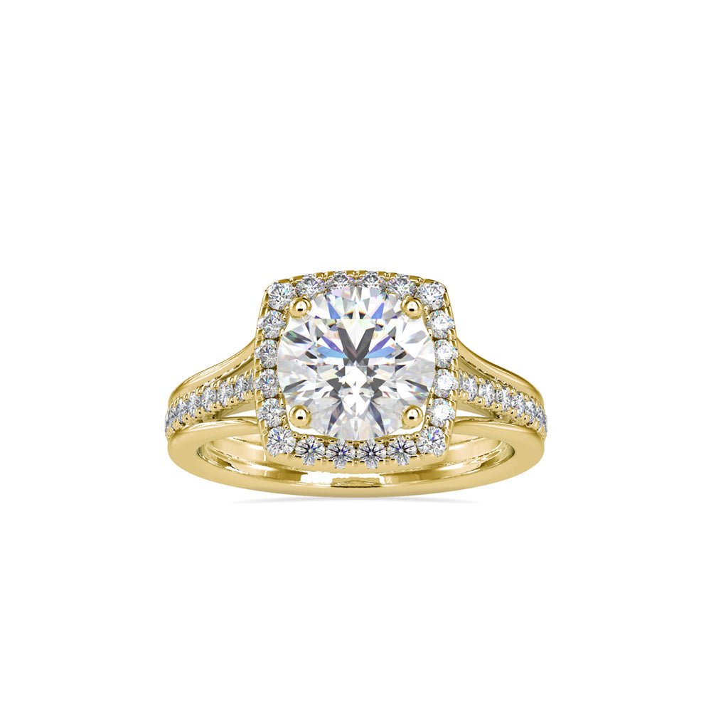 SKU: 0149 (10K) Split Shank Round Halo Engagment Ring in Rose Gold.