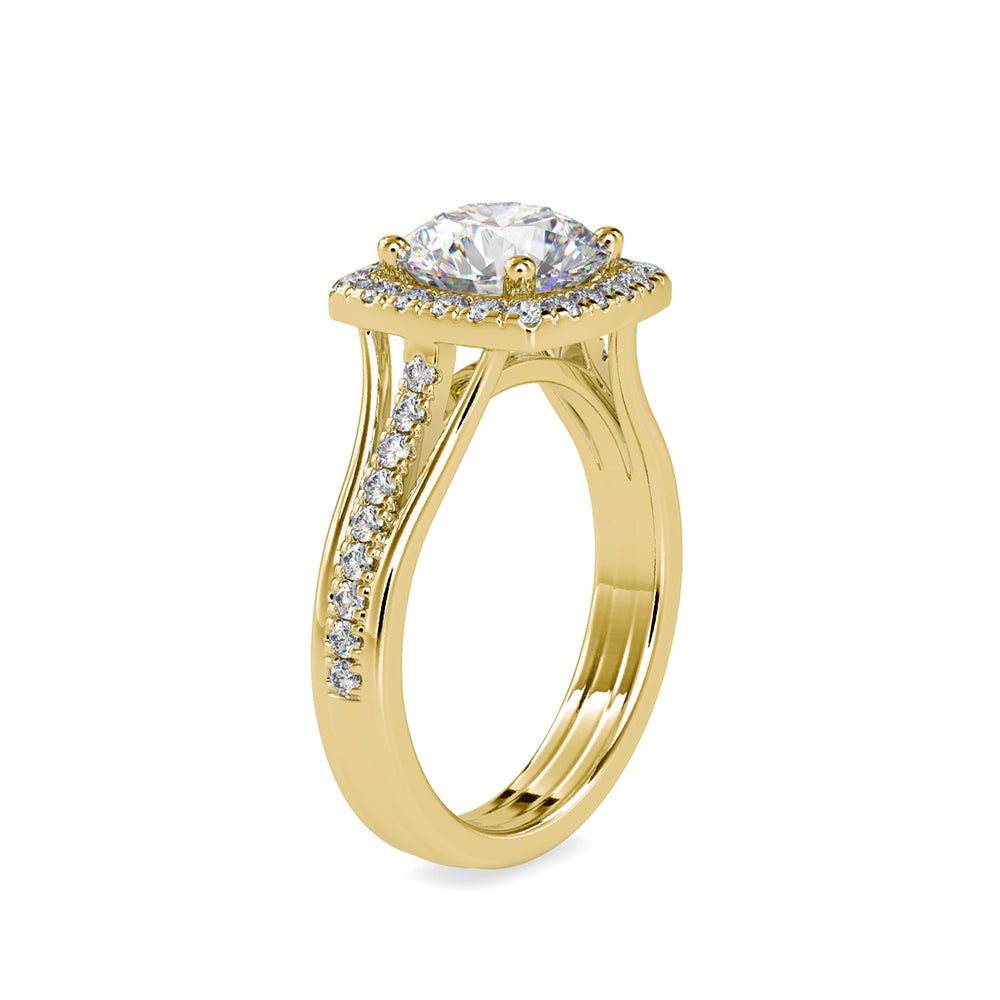SKU: 0149 (10K) Split Shank Round Halo Engagment Ring in Rose Gold.