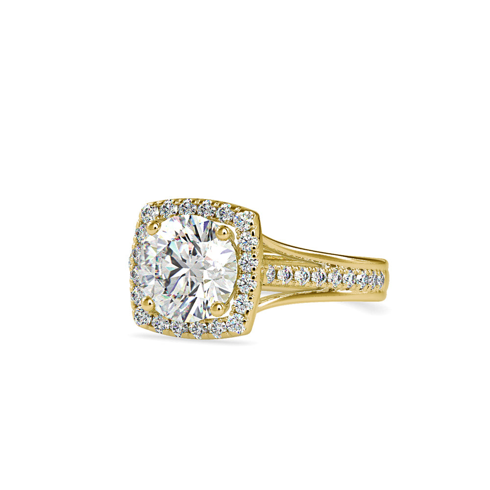 SKU: 0149 (18K) Split Shank Round Halo Engagment Ring in Rose Gold.