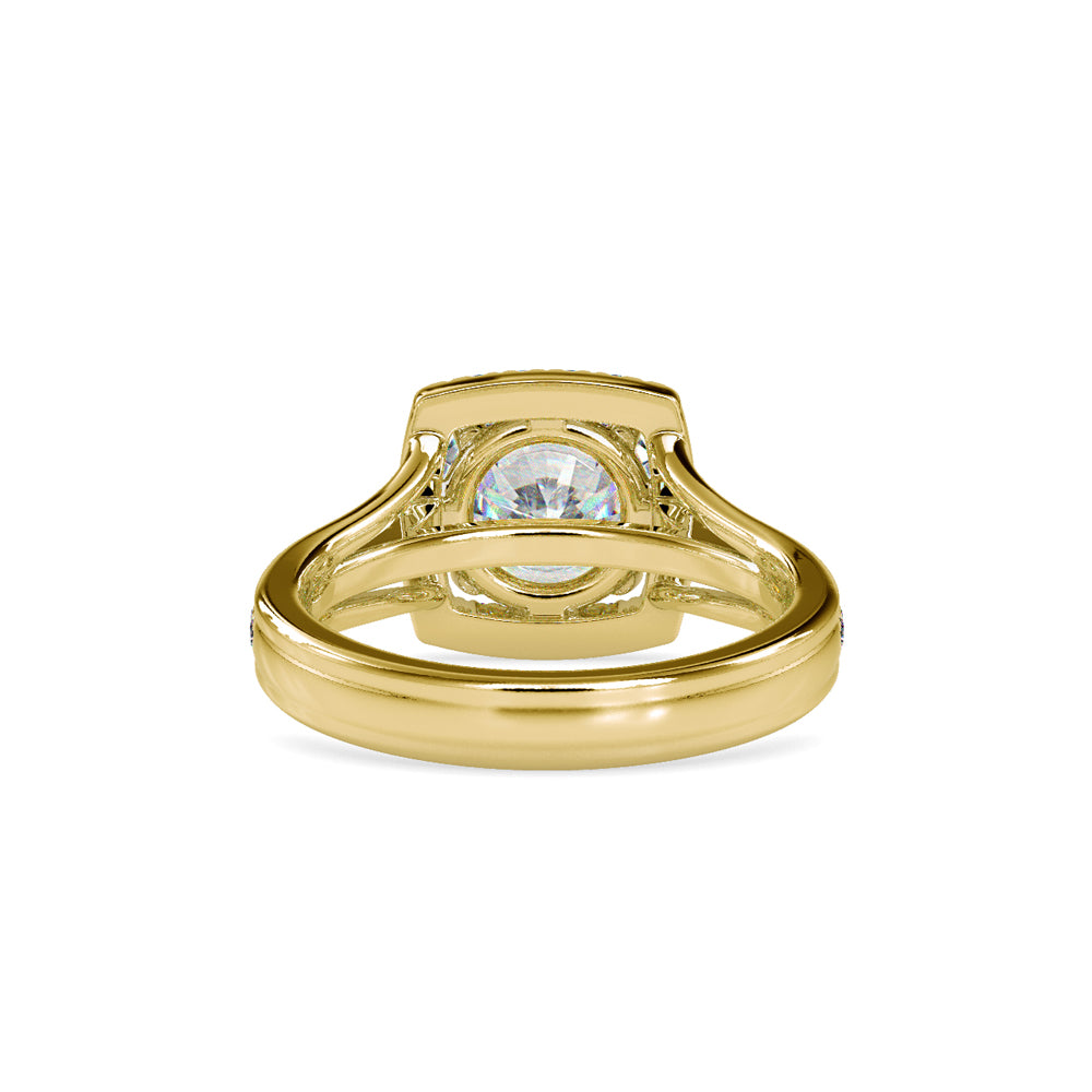 SKU: 0149 (18K) Split Shank Round Halo Engagment Ring in Rose Gold.