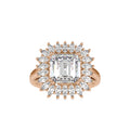 SKU: 0150 (10K) Vintage Emerald Halo Engagment Ring in Rose Gold.