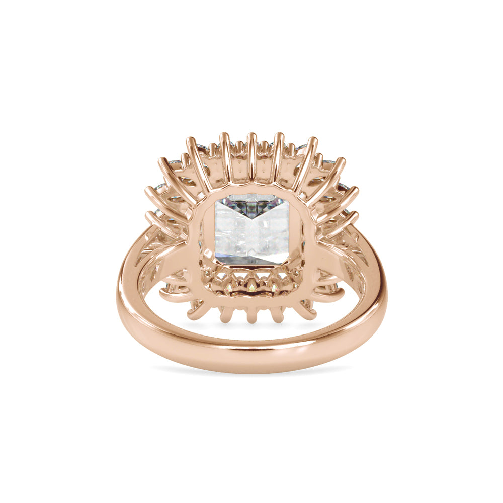 SKU: 0150 (18K) Vintage Emerald Halo Engagment Ring in Rose Gold.