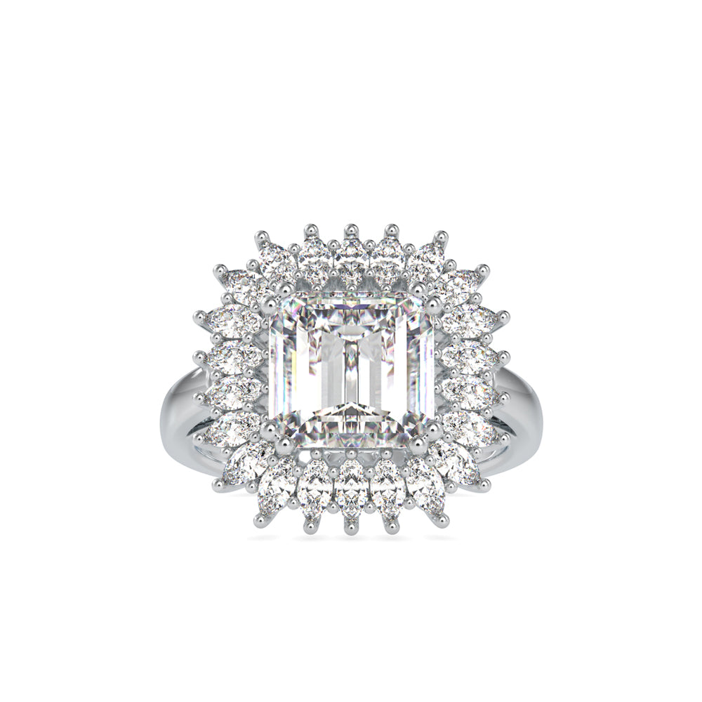 SKU: 0150 (18K) Vintage Emerald Halo Engagment Ring in Rose Gold.