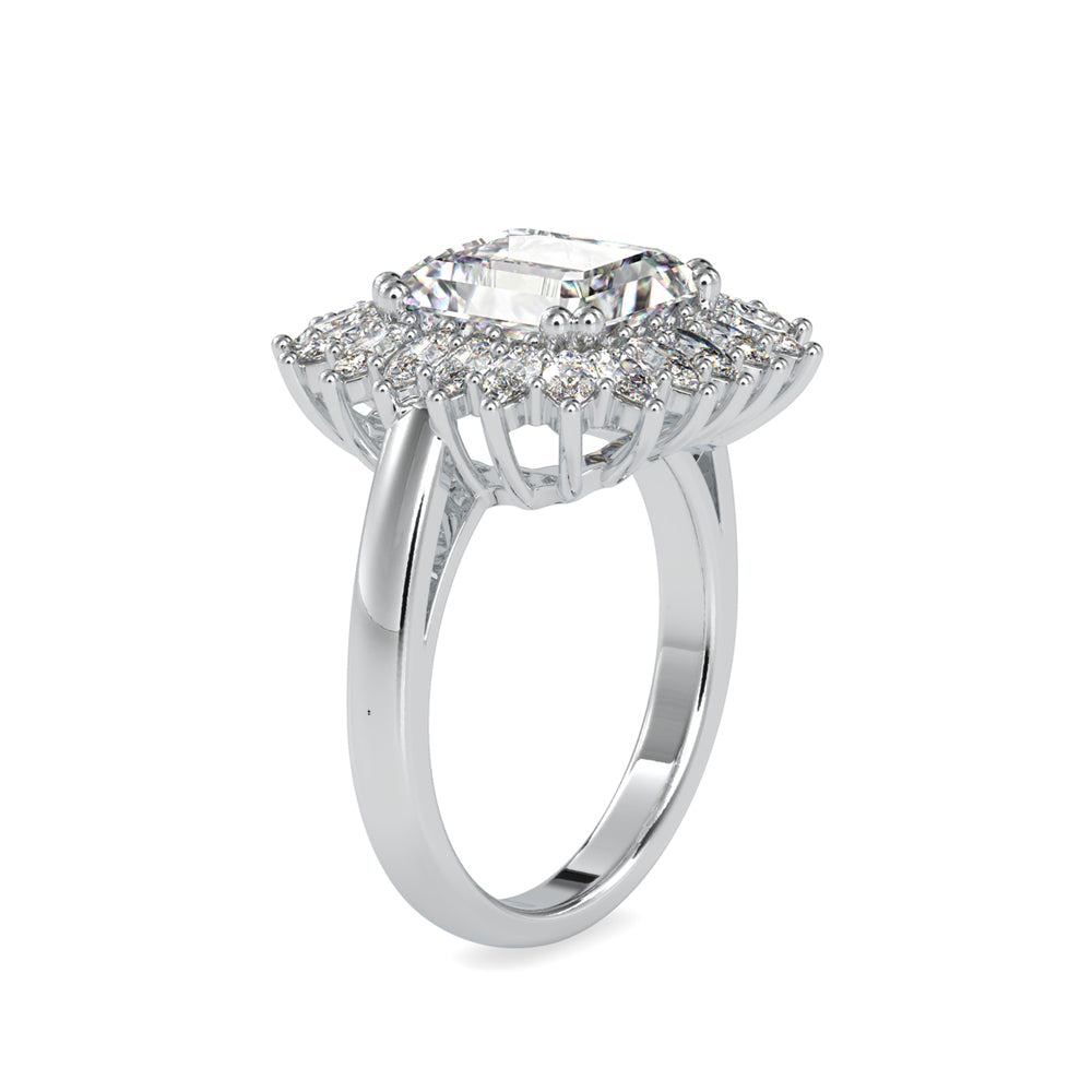 SKU: 0150 (14K) Vintage Emerald Halo Engagment Ring in Rose Gold.