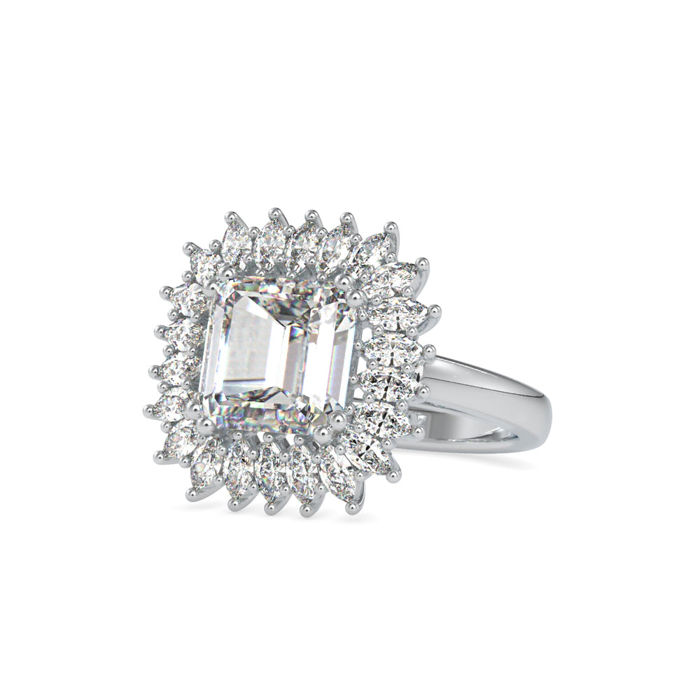 SKU: 0150 (18K) Vintage Emerald Halo Engagment Ring in Rose Gold.