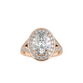 SKU: 0151 (10K) Split Shank Oval Halo Engagment Ring in Rose Gold.