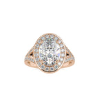 SKU: 0151 (14K) Split Shank Oval Halo Engagment Ring in Rose Gold.