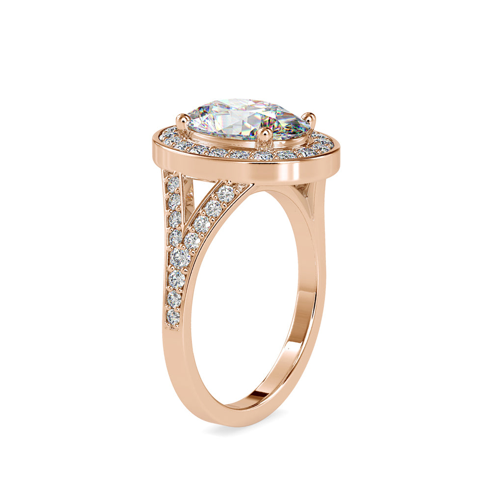 SKU: 0151 (10K) Split Shank Oval Halo Engagment Ring in Rose Gold.