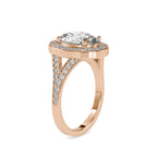 SKU: 0151 (14K) Split Shank Oval Halo Engagment Ring in Rose Gold.