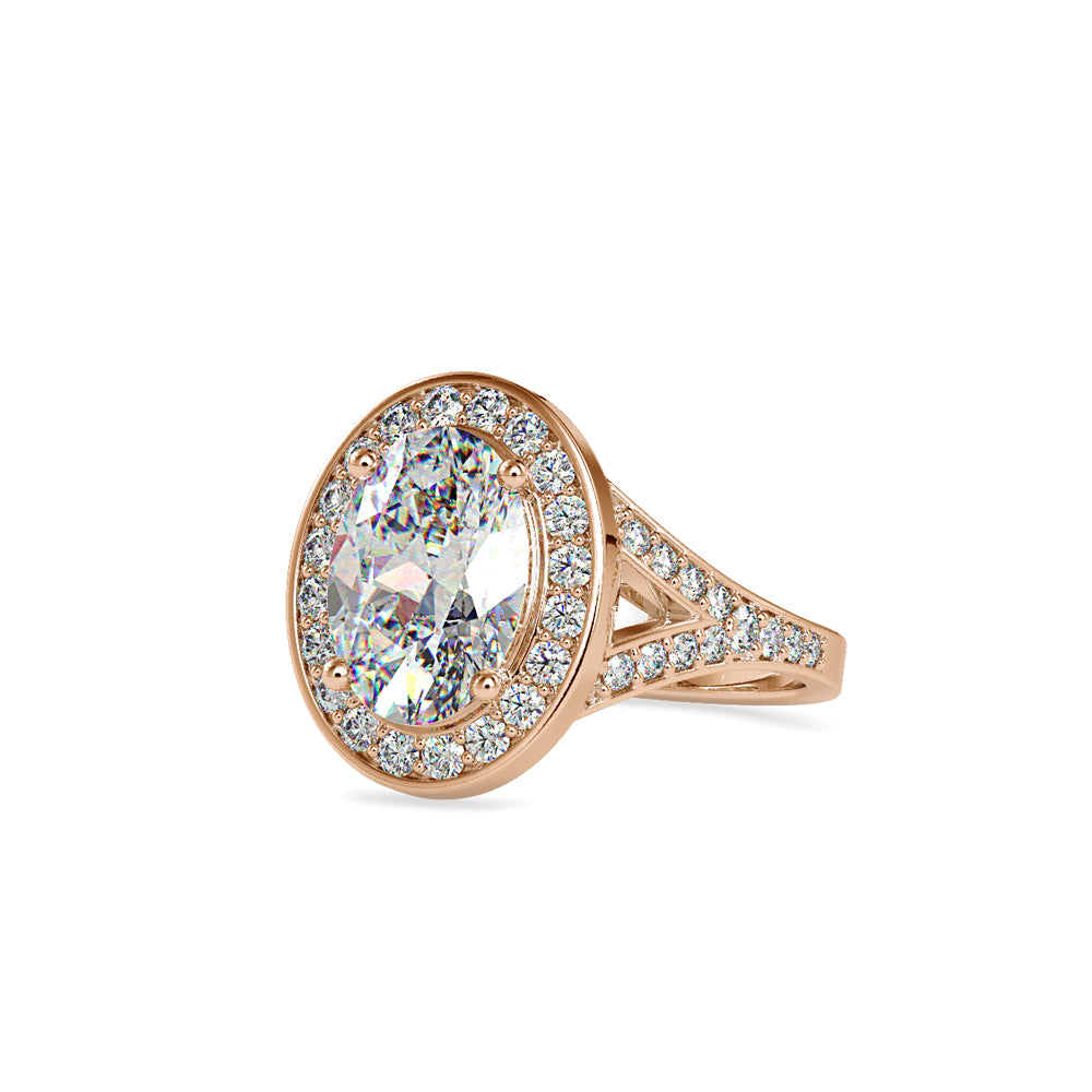 SKU: 0151 (14K) Split Shank Oval Halo Engagment Ring in Rose Gold.