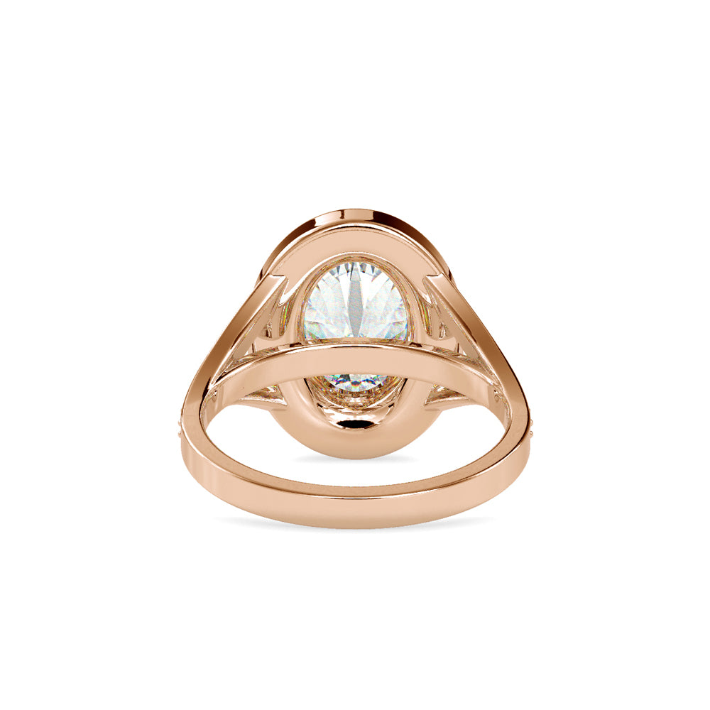 SKU: 0151 (14K) Split Shank Oval Halo Engagment Ring in Rose Gold.