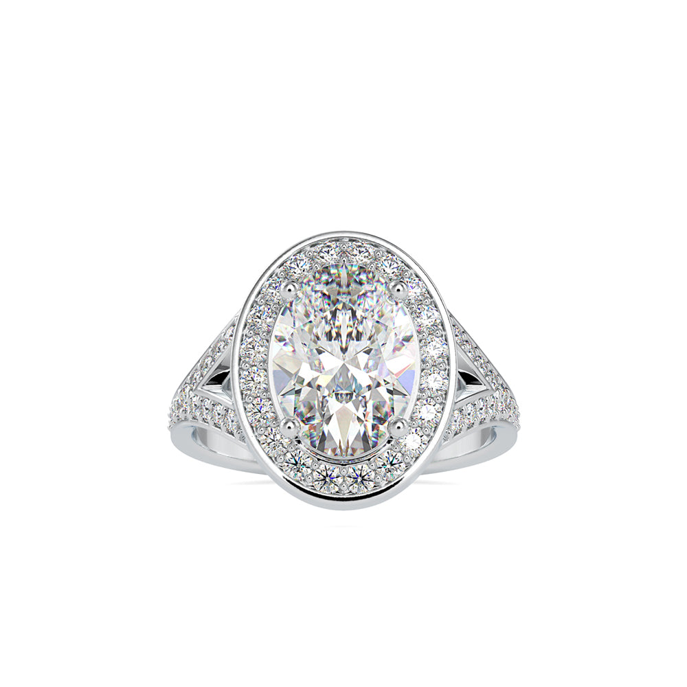 SKU: 0151 (14K) Split Shank Oval Halo Engagment Ring in Rose Gold.