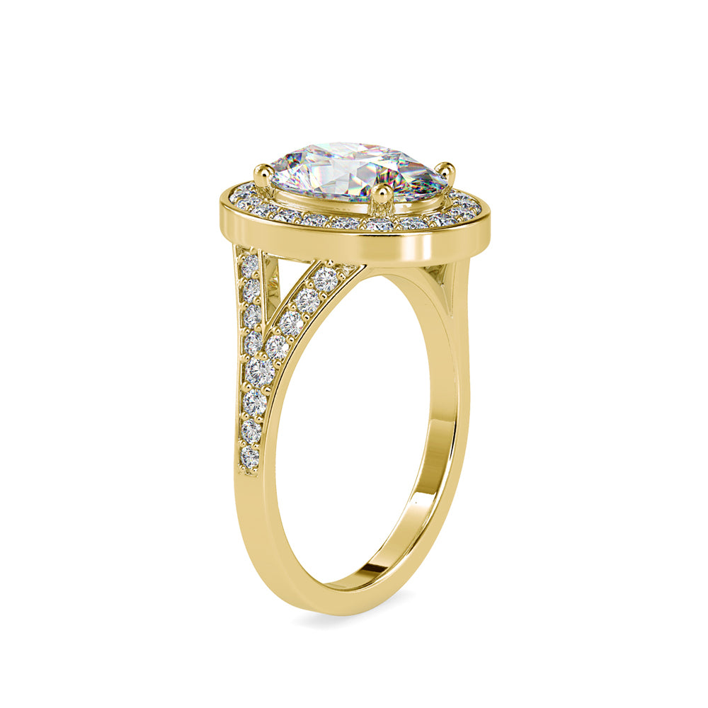 SKU: 0151 (14K) Split Shank Oval Halo Engagment Ring in Rose Gold.