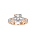 SKU: 0152 (22K) Emerald Diamond Solitaire Engagment Ring in Rose Gold.
