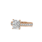 SKU: 0152 (22K) Emerald Diamond Solitaire Engagment Ring in Rose Gold.