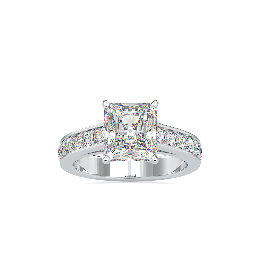 SKU: 0152 (10K) Emerald Diamond Solitaire Engagment Ring in Rose Gold.