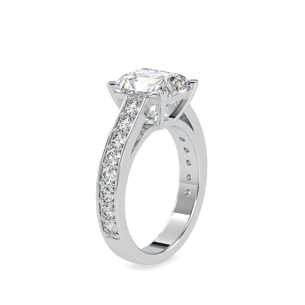 SKU: 0152 (10K) Emerald Diamond Solitaire Engagment Ring in Rose Gold.