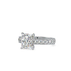 SKU: 0152 (14K) Emerald Diamond Solitaire Engagment Ring in Rose Gold.