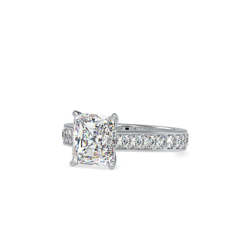 SKU: 0152 (18K) Emerald Diamond Solitaire Engagment Ring in Rose Gold.
