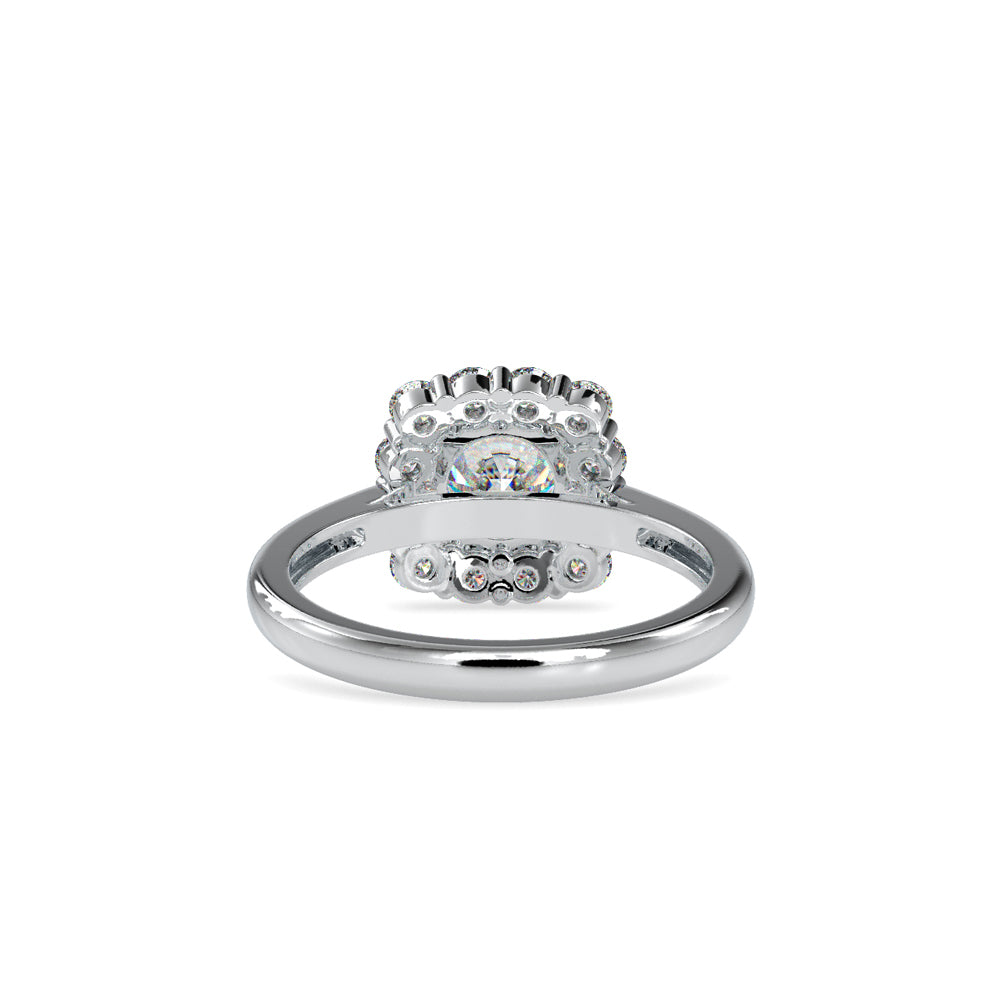 SKU: 0152 (18K) Emerald Diamond Solitaire Engagment Ring in Rose Gold.