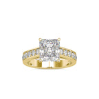 SKU: 0152 (14K) Emerald Diamond Solitaire Engagment Ring in Rose Gold.