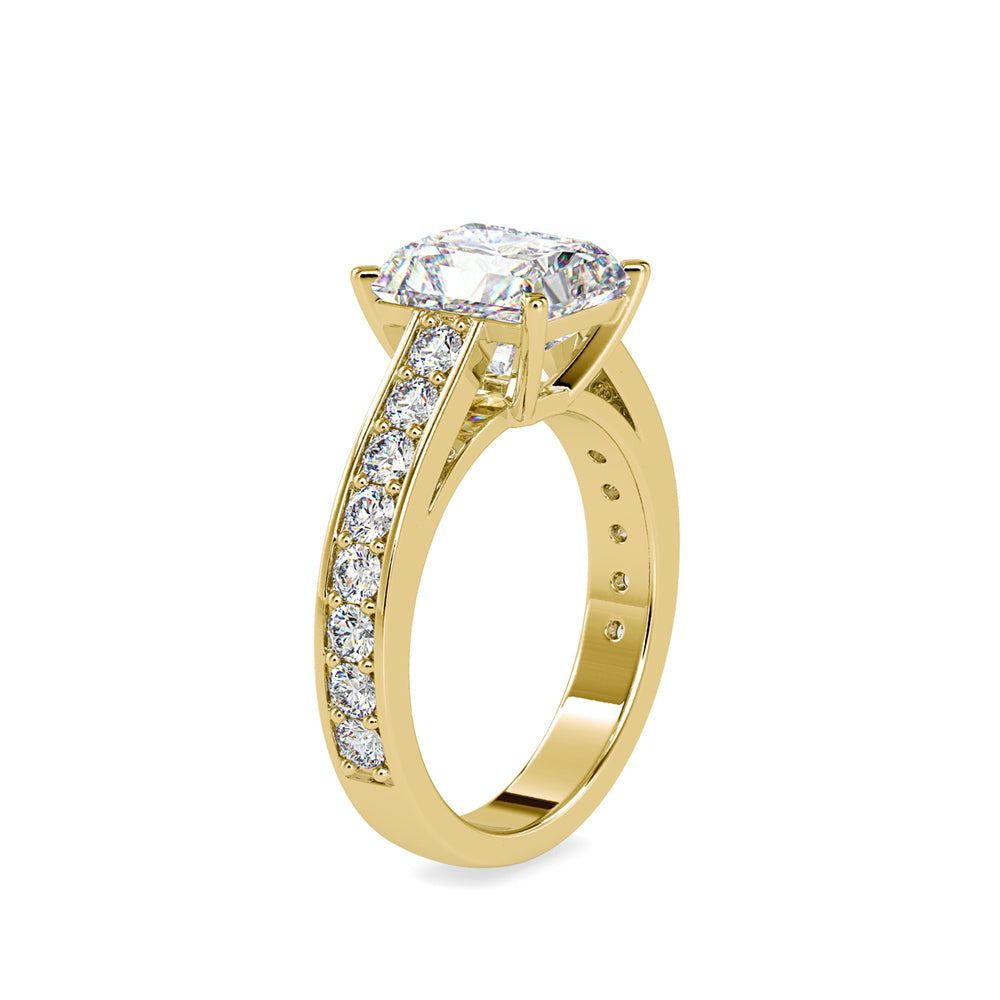 SKU: 0152 (10K) Emerald Diamond Solitaire Engagment Ring in Rose Gold.