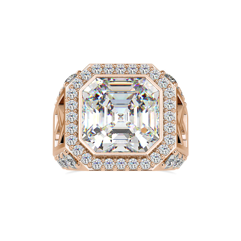 SKU: 0153 (18K) Antique Style Emerald Ring in Rose Gold.