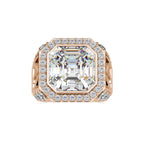 SKU: 0153 (14K) Antique Style Emerald Ring in Rose Gold.