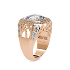 SKU: 0153 (18K) Antique Style Emerald Ring in Rose Gold.