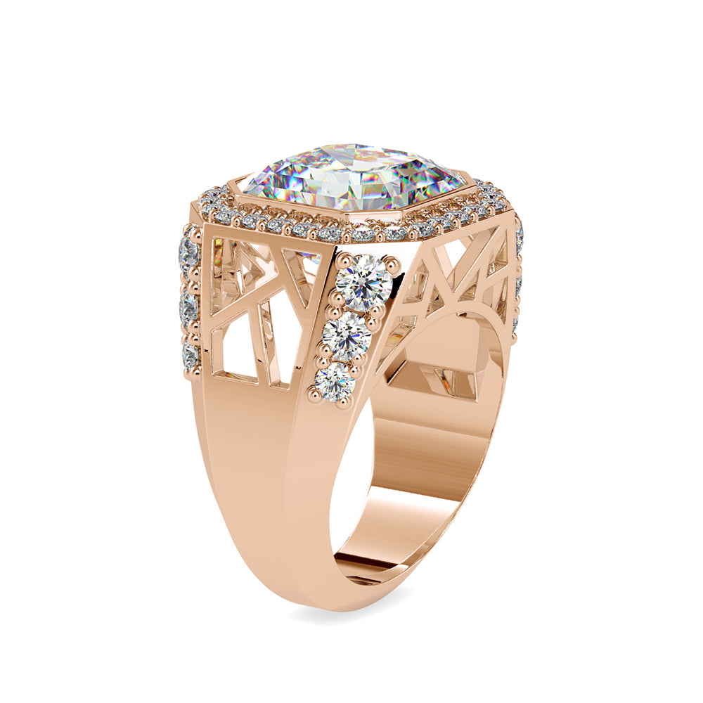 SKU: 0153 (14K) Antique Style Emerald Ring in Rose Gold.