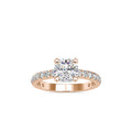 SKU: 0154 (10K) Cushion Diamond Solitaire Engagment Ring in Rose Gold.