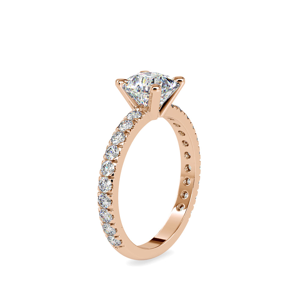 SKU: 0154 (10K) Cushion Diamond Solitaire Engagment Ring in Rose Gold.