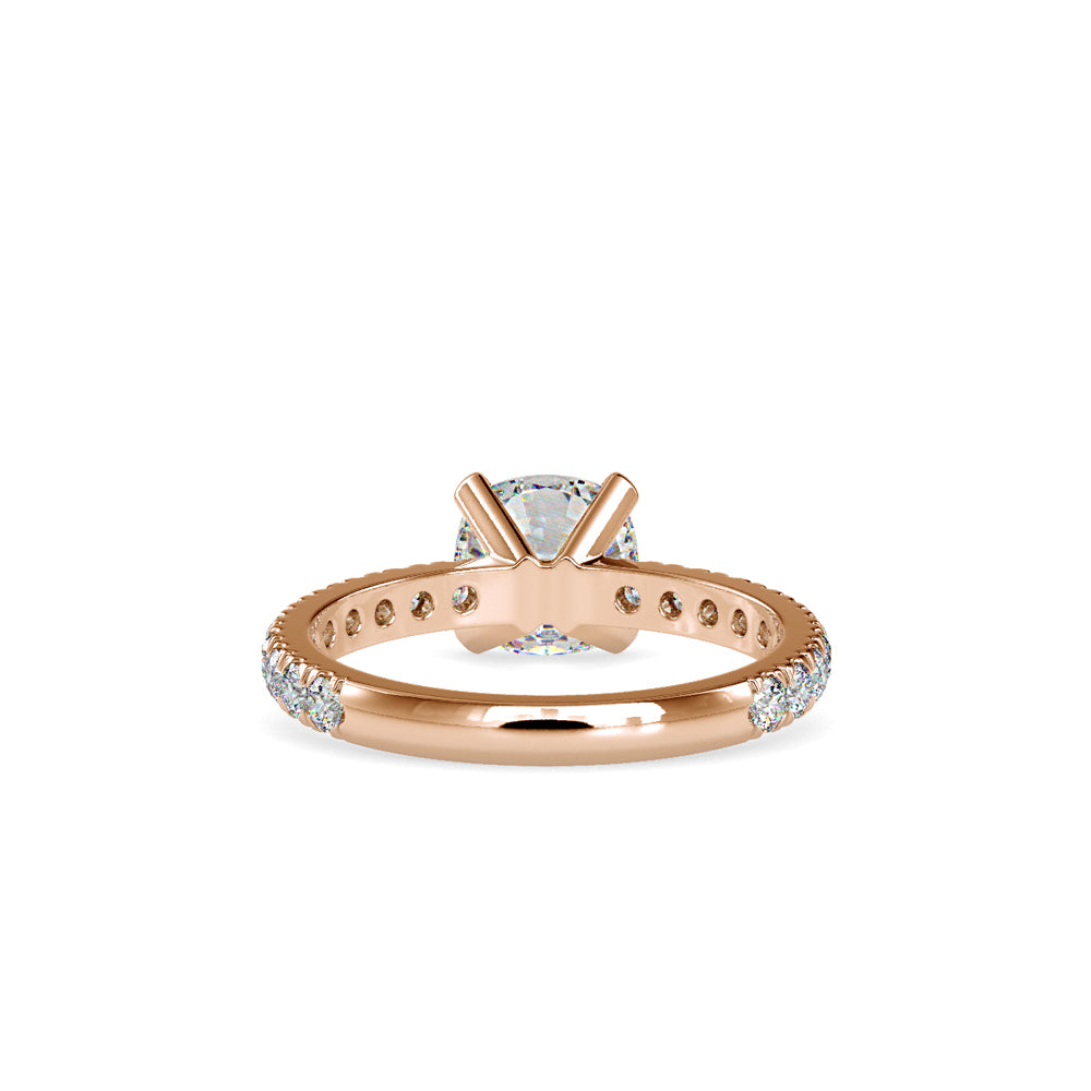 SKU: 0154 (18K) Cushion Diamond Solitaire Engagment Ring in Rose Gold.