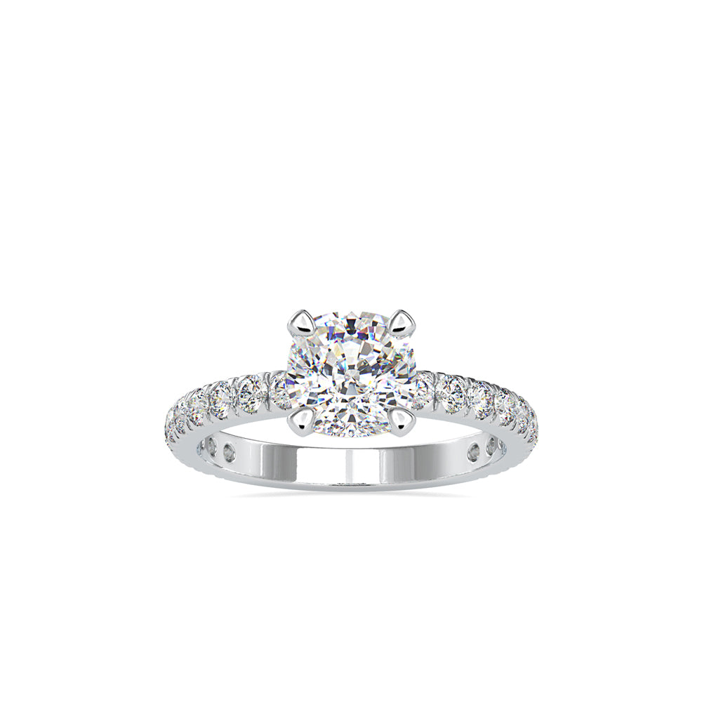 SKU: 0154 (14K) Cushion Diamond Solitaire Engagment Ring in Rose Gold.