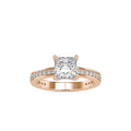 SKU: 0155 (18K) Princess Diamond Solitaire Engagment Ring in Rose Gold.