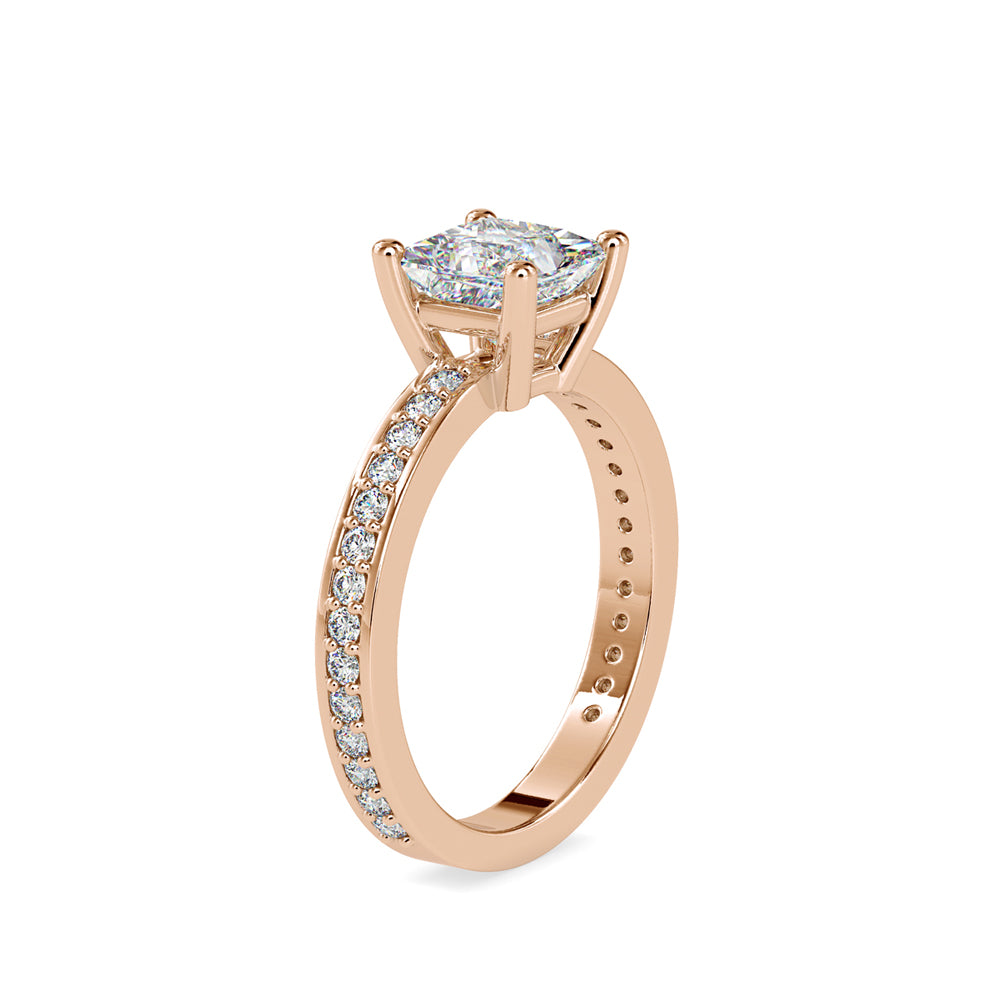 SKU: 0155 (10K) Princess Diamond Solitaire Engagment Ring in Rose Gold.