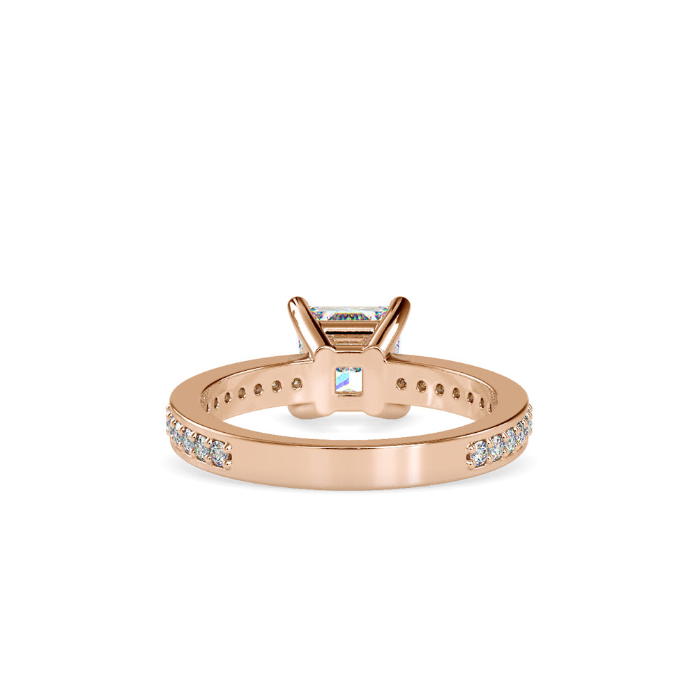 SKU: 0155 (10K) Princess Diamond Solitaire Engagment Ring in Rose Gold.