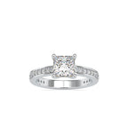 SKU: 0155 (14K) Princess Diamond Solitaire Engagment Ring in Rose Gold.