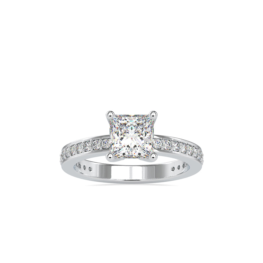 SKU: 0155 (10K) Princess Diamond Solitaire Engagment Ring in Rose Gold.
