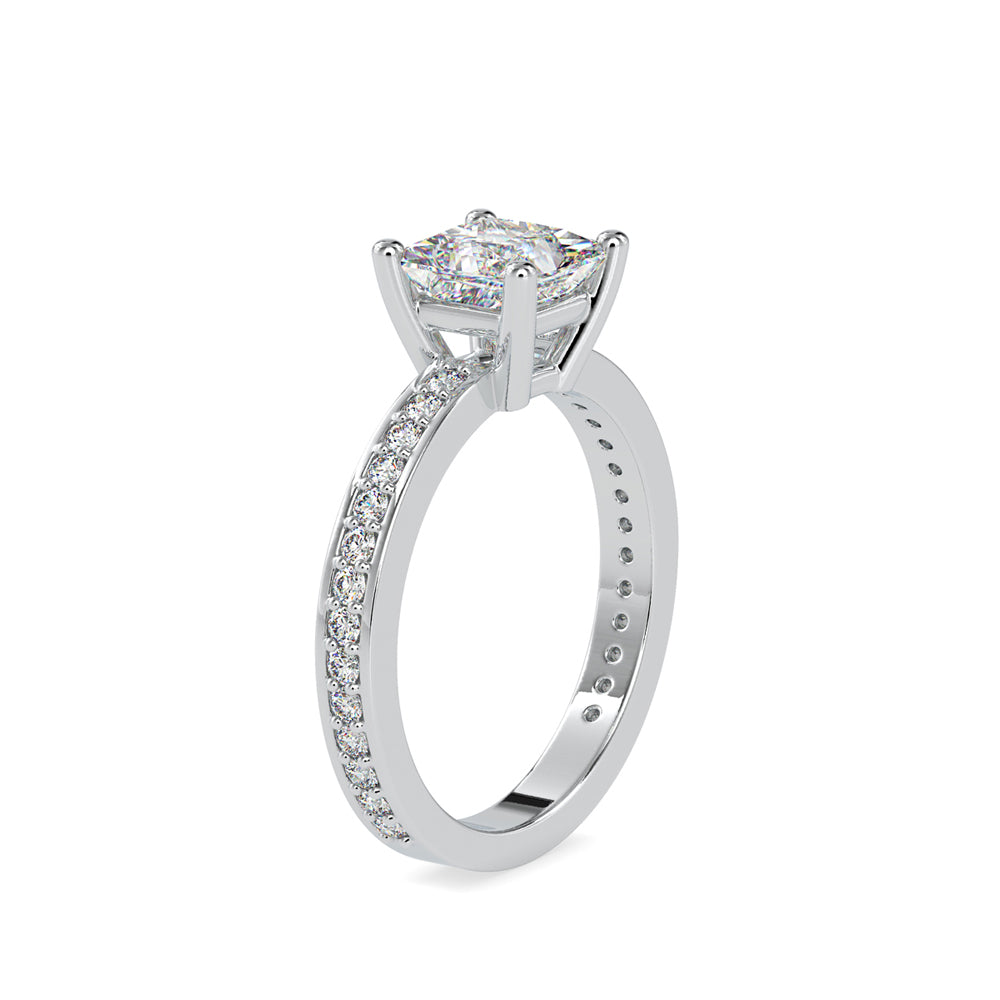 SKU: 0155 (14K) Princess Diamond Solitaire Engagment Ring in Rose Gold.