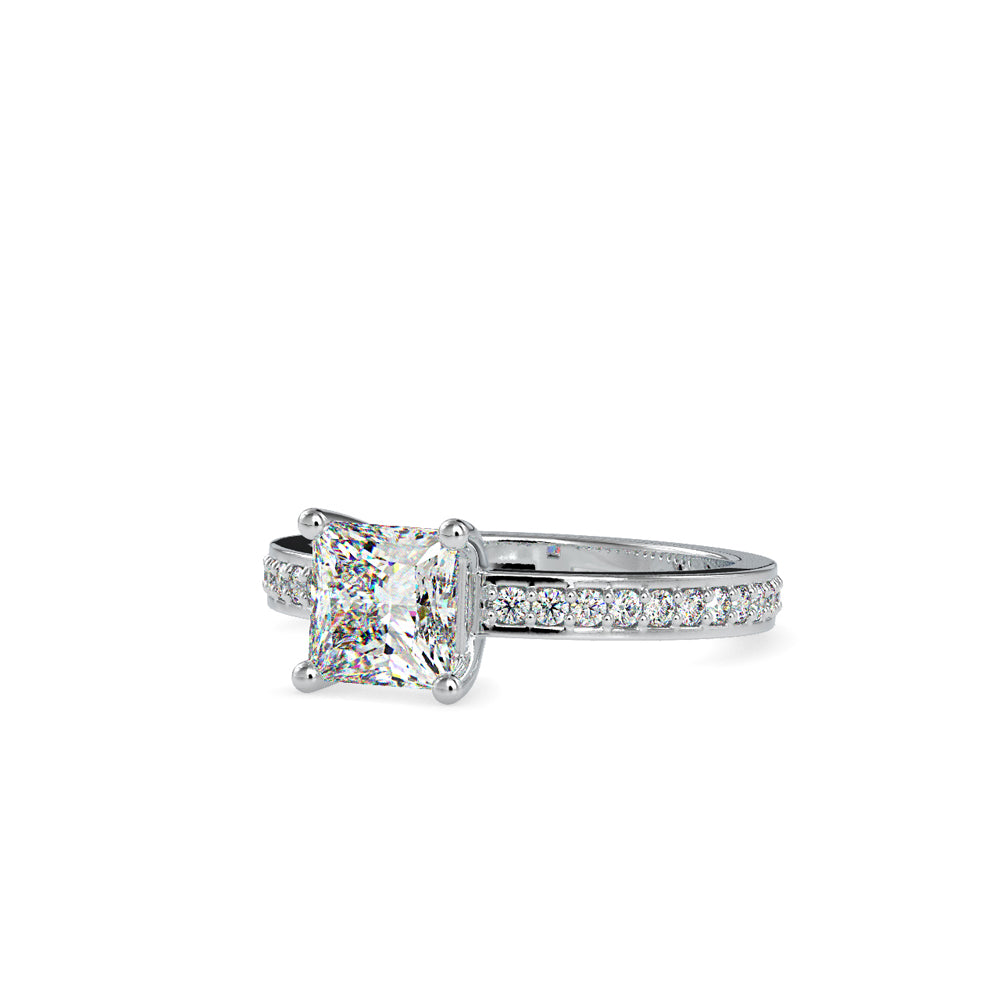 SKU: 0155 (18K) Princess Diamond Solitaire Engagment Ring in Rose Gold.