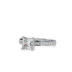 SKU: 0155 (14K) Princess Diamond Solitaire Engagment Ring in Rose Gold.